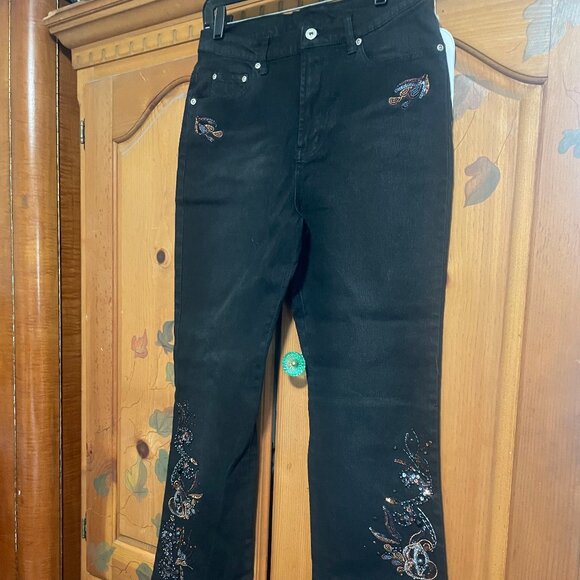 Diane Gilman Embroidered Jeans - Picture 1 of 7